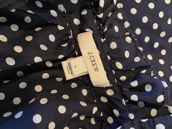 Sleeveless dark blue/white polka dot silk blouse … - image 3