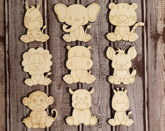 Safari Animals-Nursery-Multiple Size-Unfinished Laser Wood Cutout