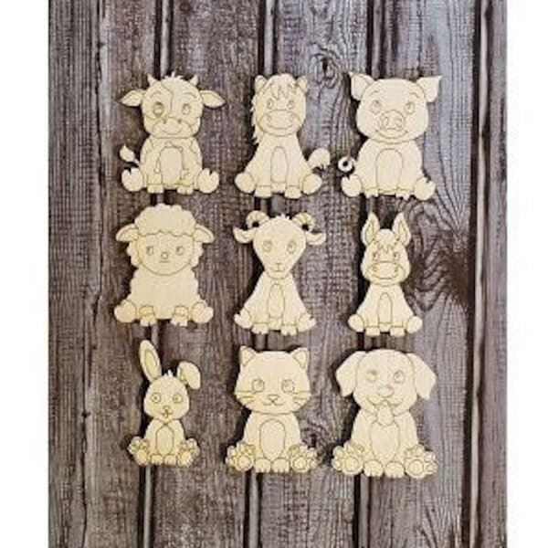 Farm Animals-Nursery-Multiple Size-Unfinished Laser Wood Cutout