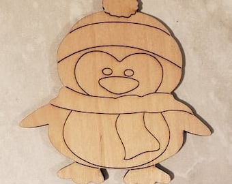 Penguin-Multiple Size-Unfinished Laser Wood Cutout