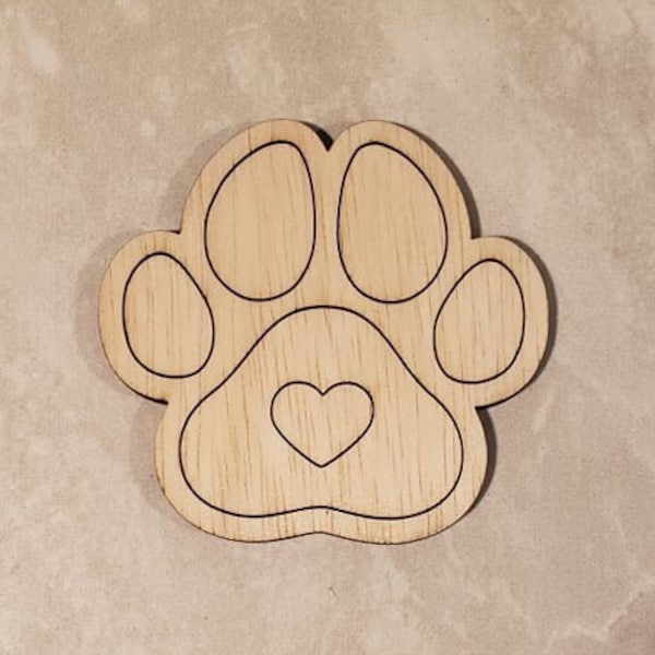 Paw Print-Multiple Sizes-Unfinished Laser Wood Cutout