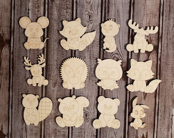 Woodland Animals-Nursery-Multiple Size-Unfinished Laser Wood Cutout