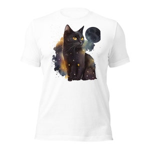Celestial Black Cat Cotton t-shirt