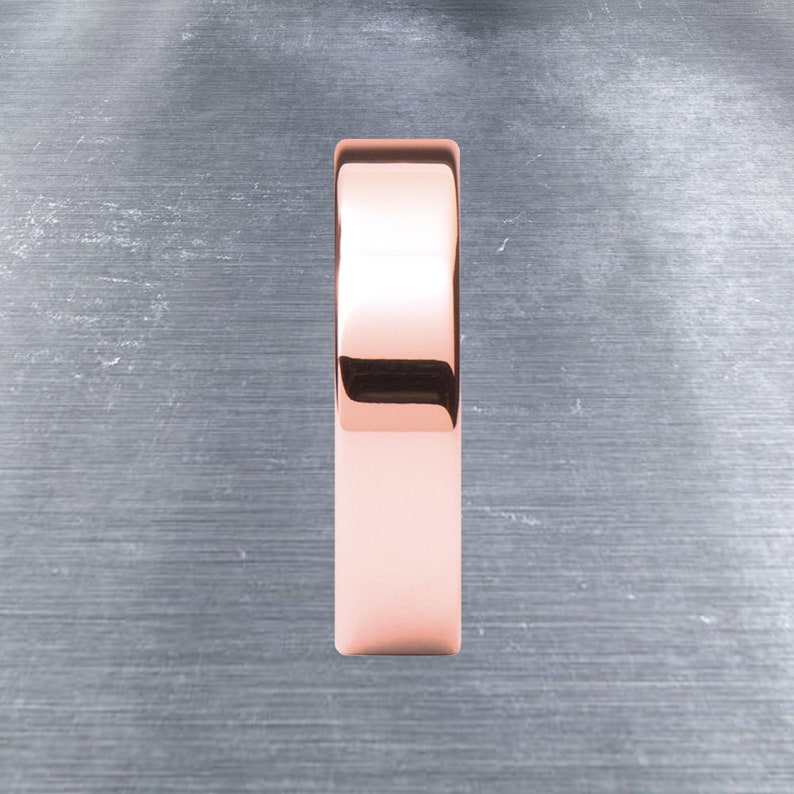 Polished Hawaii Hibiscus Flower Rose Gold Tungsten Wedding Band