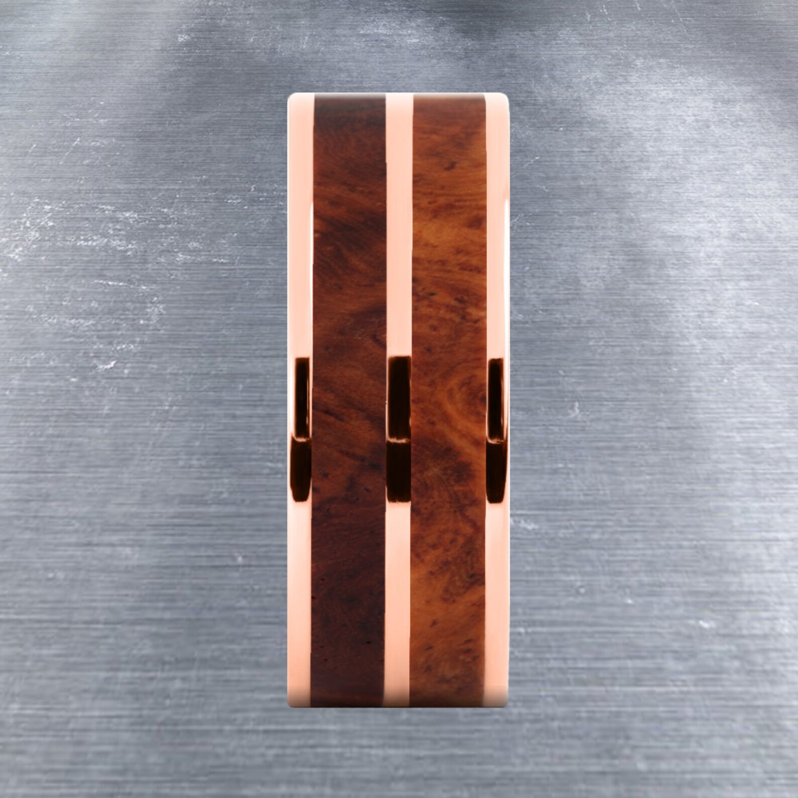 Elegant Rosewood Burl Wood Inlay Rose Gold Titanium Wedding Etsy