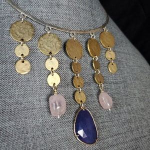 Happily out of order gold plated pewter rose quartz and lapis image 3
