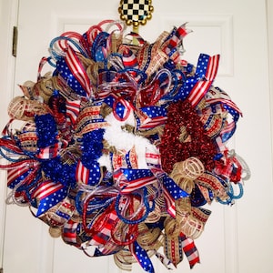 4th of July wreath, flag wreath, Fourth of July wreath, American flag decor, Patriotic wreath, 4th of July, July 4th wreath, patriotic decor