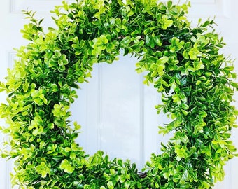 NEW! Realistic Boxwood Everyday All Seasons Spring Summer Outdoor Wreath