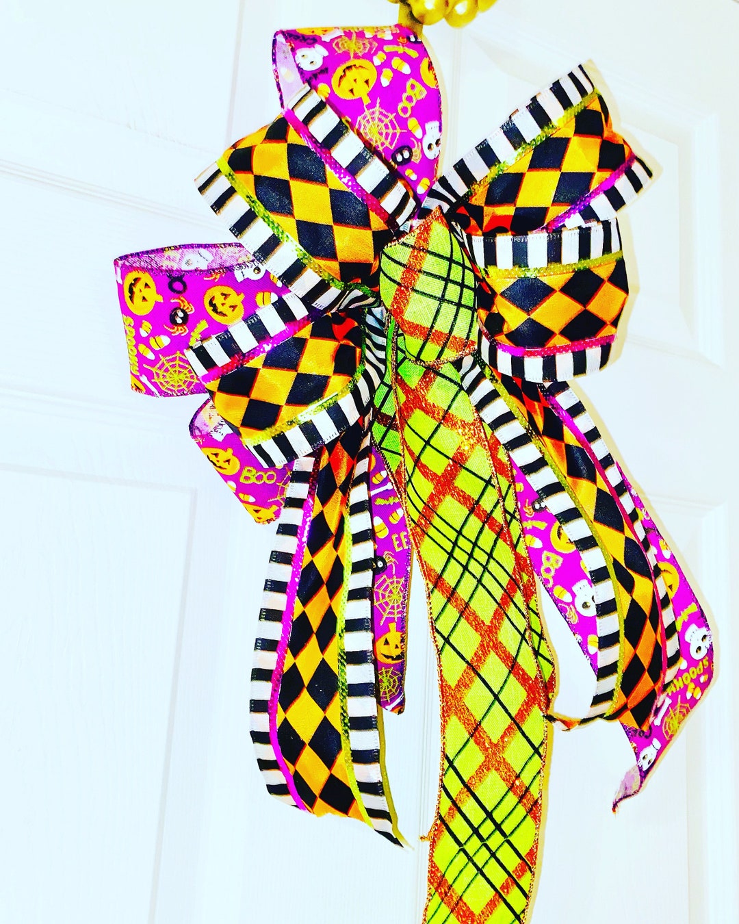 Halloween Bow, Halloween Wreath Bow, Spooky Halloween Bow, Jackolantern Bow, Wreath