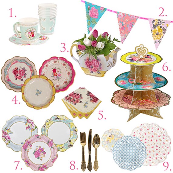 Tea Party in a Box deluxe Kit Birthday Mad Hatter Tea Party Floral Party Supplies Bridal Shower Royal Party Baby Shower Girl Birthday Il_570xn