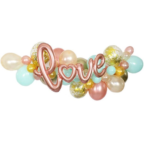 Gold Rose and Mint Balloon Garland Kit makes a 6 Feet Long Garland for Bridal Shower Baby Shower Wedding or birthday party Peach and Mint Il_570xn
