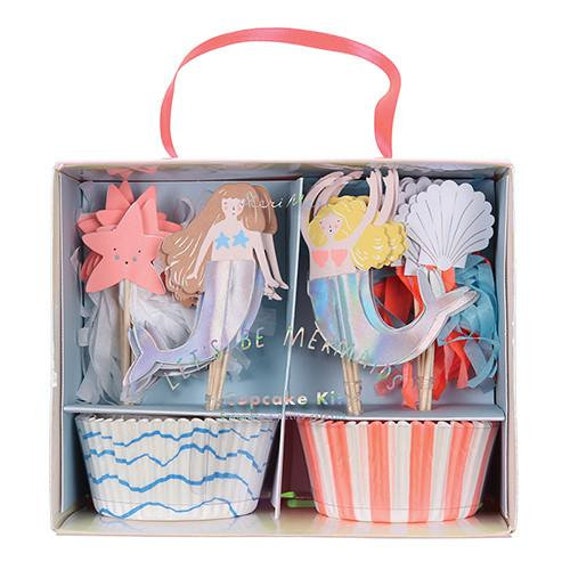 Mermaid Cupcake Toppers, Under the Sea Party Toppers, Mermaid Party Toppers, Mermaid Party Tableware, Mermaid Cupcake Kit, Mermaid Decor Il_570xn