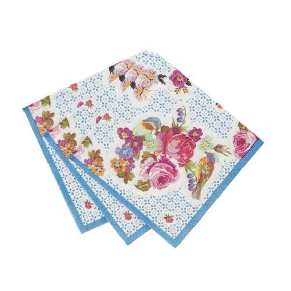 Tea Party Napkins pack of 40 Vintage floral paper napkins bridal shower shabby chic baby shower tea party birthday theme Il_570xn