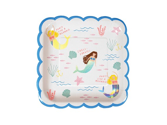 Mermaid Party Plates, 8 Mermaid Plates per pack, Under the Sea Party Plates, Mermaid Party, Mermaid Party Tableware, Mermaid Party Decor Il_570xn