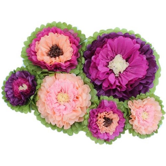 Tissue Paper Flower Set - (6 per pack) - Flower Backdrop - Paper Flower Decorations- Garden Party -Girl Birthday Party - Flower Wall Il_570xn