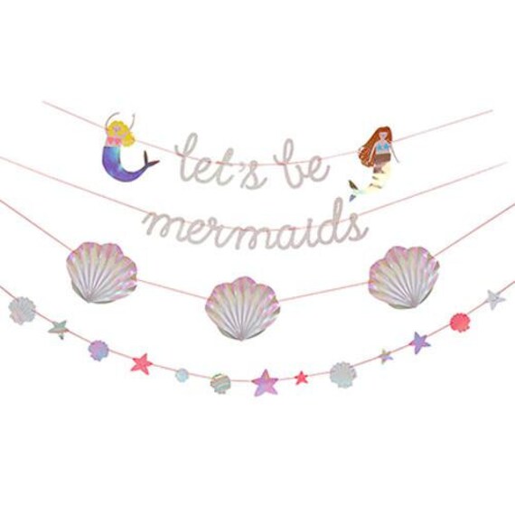 Mermaid Garland, Mermaid Banner 32 Feet Long, Under the Sea Party, Mermaid Decor, Mermaid Party Supplies, Mermaid Decorations, Mermaid theme Il_570xn