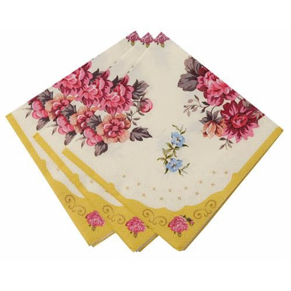 Tea Party Napkins pack of 30 Vintage Floral Paper Napkins Bridal Shower Shabby Chic Baby Shower Tea Party Birthday Theme Cocktail Napkin Il_570xn