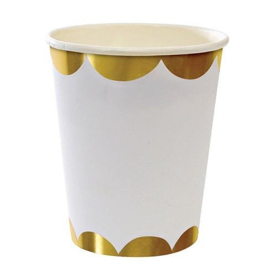 Gold Paper Cups, 8 Cups per Pack, Party Cups, Gold Foil Cups Il_570xn