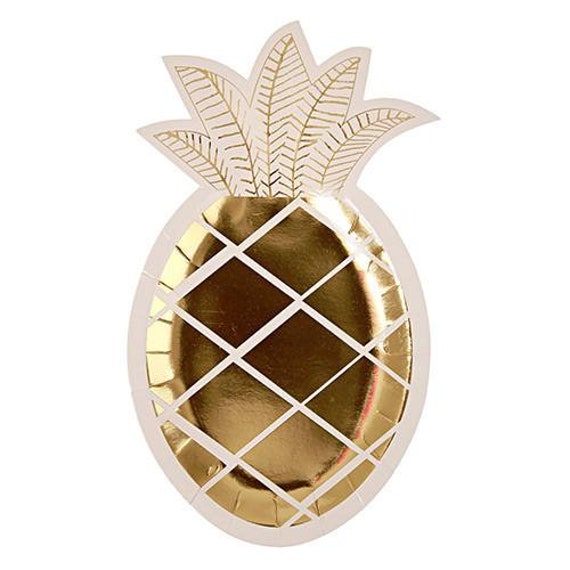 Pineapple Gold Plate, 8 per pack, Pineapple Party, Summer Party, Tutti Frutti Party, pineapple Party Supplies, Tropical party, Luau Party Il_570xn