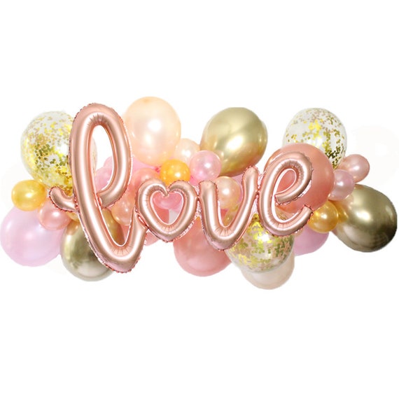 Love Gold Rose Balloon Garland Kit makes a 6 Feet Long Garland for Bridal Shower Baby Shower Wedding Valentine's Day or birthday party Il_570xn