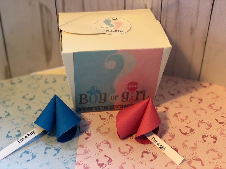 paper cookie baby shower fortune cookie gender reveal roulette baby announcement Gender reveal