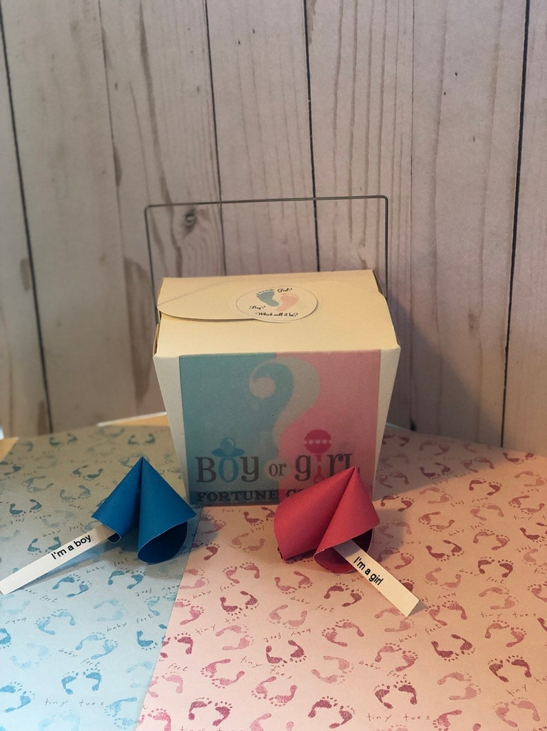 paper cookie baby shower fortune cookie gender reveal roulette baby announcement Gender reveal