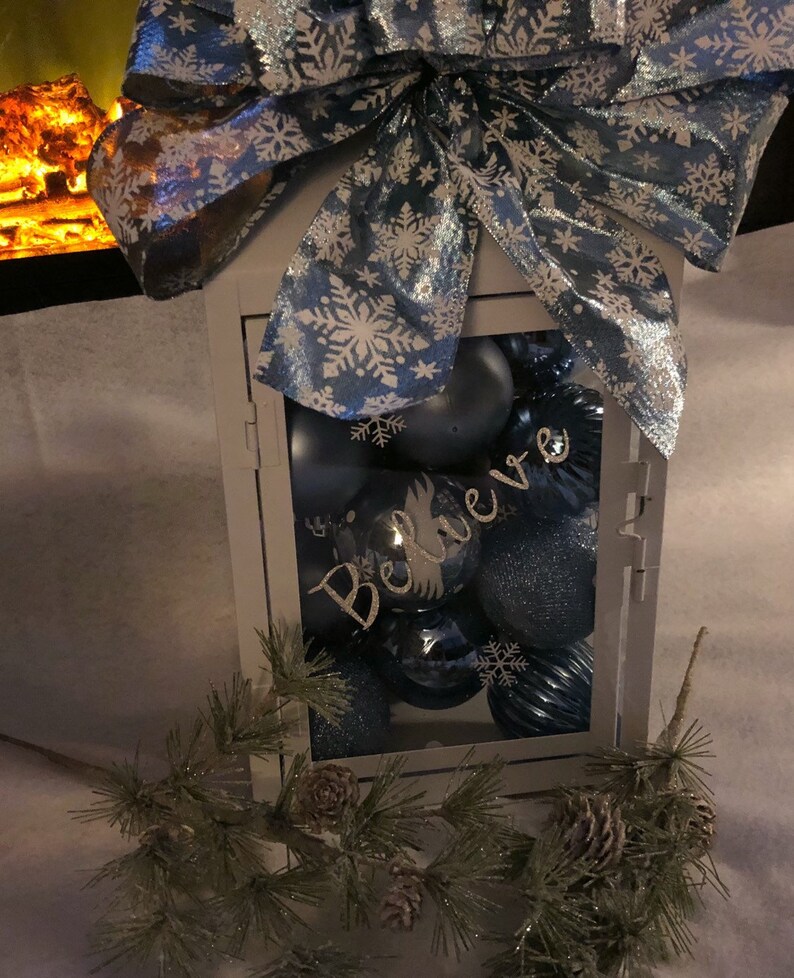 Christmas Lantern Tabletop Decor Believe Christmas Etsy