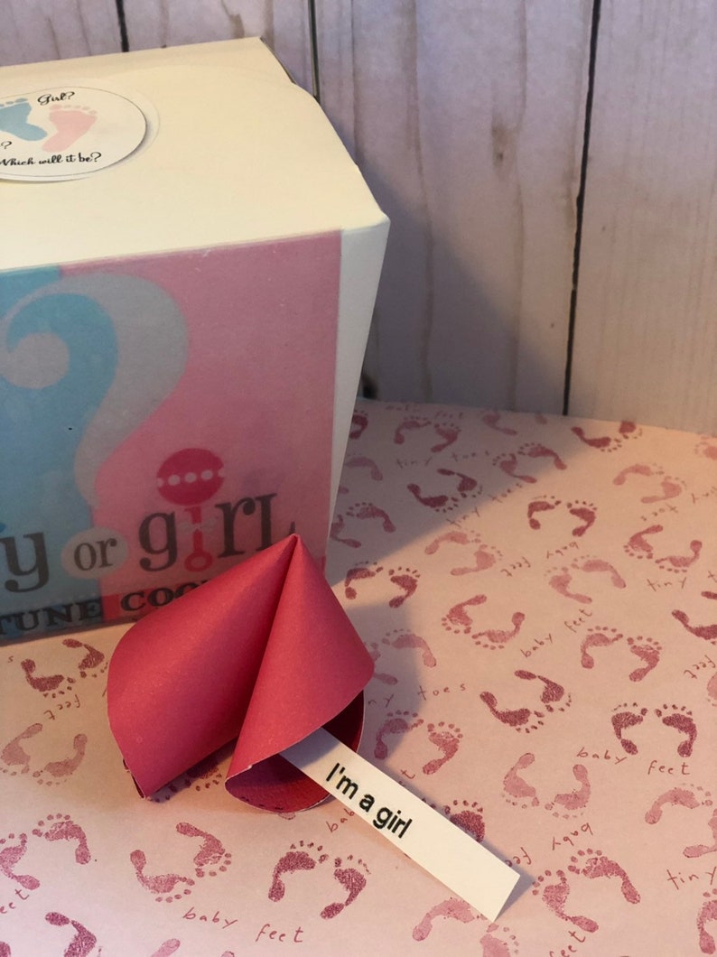paper cookie baby shower fortune cookie gender reveal roulette baby announcement Gender reveal