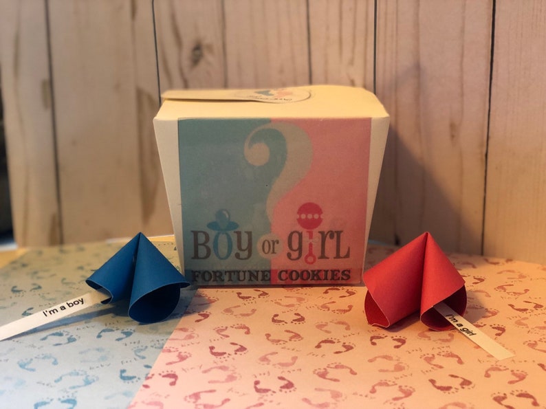 paper cookie baby shower fortune cookie gender reveal roulette baby announcement Gender reveal