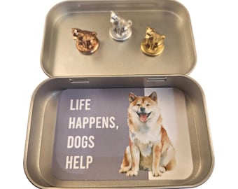 Shiba Inu - Three Shiba Inu Dog Hinge Magnets, Doge Hinge Heads, 3 Metallic Painted Options