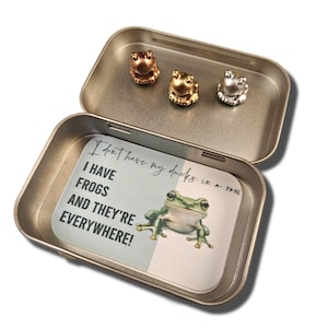 FROGS - Three Hinge Head Decorative Toppers, Magnetic Door Hinge Decor, Frog Hinge Topper Set, Unique FROG Gift in Box, Frog Hinge Head Set