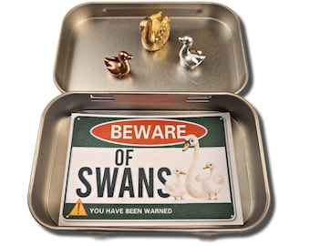 SWANS - Three Hinge Head Decorative Toppers, Magnetic Door Hinge Decor, Unique Gift for Home Decor Swan Gift in Gift Tin, Doorhinge Set