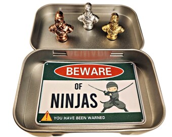 NINJA Hinge Sitters | Metallic Resin Decorative Toppers, Set of 3
