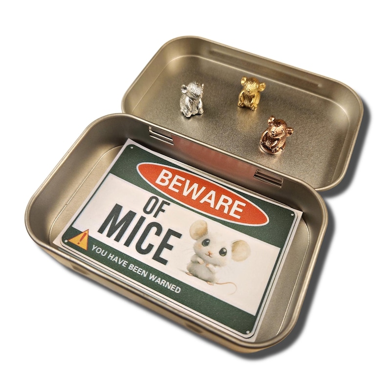 Beware Mouse MICE - Three Hinge Head Decorative Toppers, Magnetic Door Hinge Decor ...