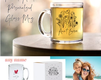 Personalized GLASS Mug for Cool AUNT | Aunt Gift | Coffee Mug | Tea Cup | Custom Glass Mug for Her | Favorite Aunt Gift | Aunt Cup Mug