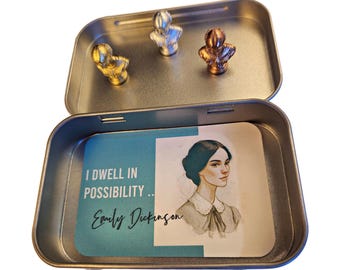 EMILY DICKINSON Hinge Sitters – Metallic Resin Poet Figures Set of 3