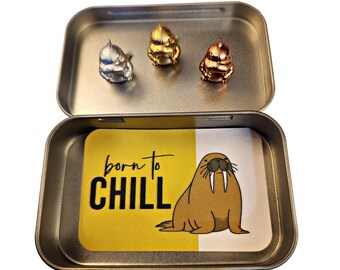 WALRUS - 3 WALRUS Hinge Heads, Handpainted Metallic Finishes, Fun Walrus Gift