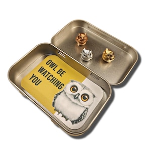 OWLS - Three Hinge Head Decorative Toppers, Magnetic Door Hinge Decor, Unique Gift, OWL Hinge Heads, Owl Hinge Topper Set, Ready to Gift Box