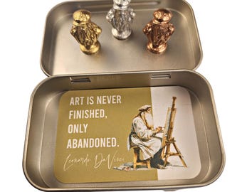 LEONARDO DAVINCI - Hinge Head Set, Artist Home Decor, Set of 3, Metallic Finishes