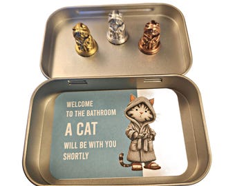 CAT - Fun Bathroom CAT Hinge Heads, Bathrobe Cat Hinge Magnets, Set of 3, Metallic Finishes