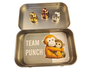 PUNCH - Punch the Monkey Hinge Heads, PUNCH Monkey Magnet Set of 3, Metallic Finishes
