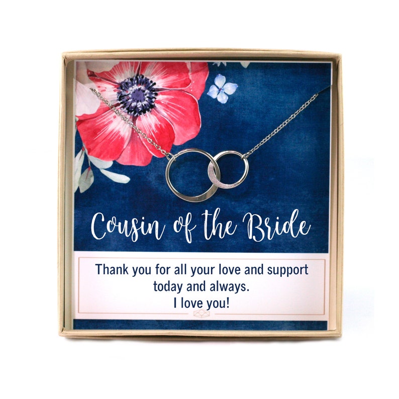 Cousin of the Bride Necklace \u2022 Bride/'s Cousin Wedding Jewelry \u2022 Connecting Circle \u2022 Family Necklace Wedding Gift \u2022 Favorite Cousin Gift