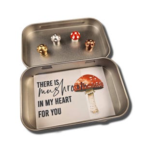 MUSHROOMS - Four Mini Hinge Head Decorative Toppers, Magnetic Door Hinge Decor, Unique Gift, Mushroom Hinge Topper Set, Ready to Gift in Box