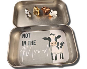 COWS - Four Tiny Hinge Head Decorative Toppers, Magnetic Door Hinge Decor, Unique COW Farmhouse Decor, Ready Gift Box, Kitchen Cow Decor