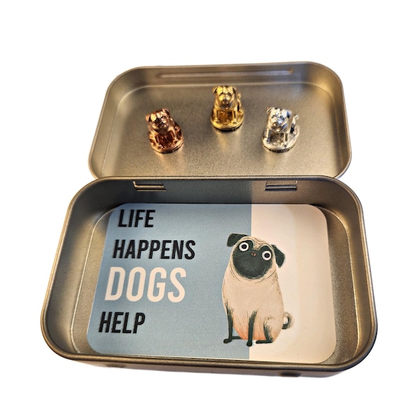 PUG - 3 PUG Dog Hinge Head Magnets, Quirky Pug Dog Gift for Home Decor