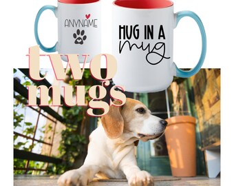 TWO MUGS, Dog Loss Couple Gifts | Sympathy Gift for Dog Owners | PERSONALIZED Dog Mugs | Family Mugs for Loss of Pet | Ship Fast