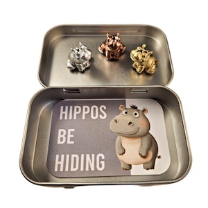 HIPPO - Three HIPPO Hinge Head Decorative Toppers, HIPPO Magnets, House Hippo, Hide and Seek, Gift Hippo Lover