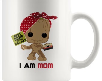 FREE SHIPPING, Groot Mug, I Am Groot Mug, I Am Mom, Gift Mug, Guardians Coffee Mug, Birthday Mug, Groot Cup