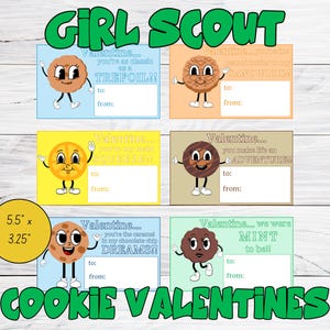 Printable Girl Scout Cookie Valentine&#39;s Day Exchange Cards