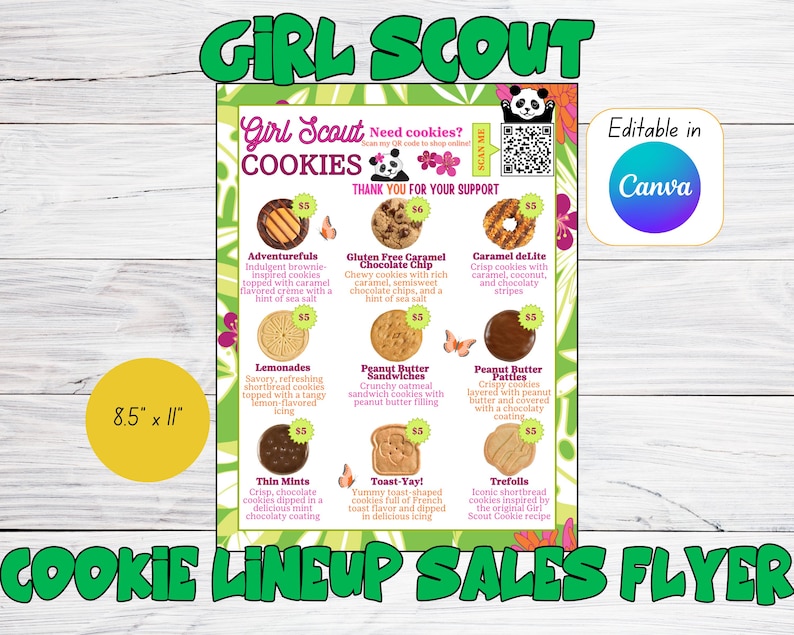 2025 Girl Scout Cookie Cookie Lineup Sales Flyer Etsy